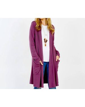 Reine Krief Microfiber Open Cardigan - Purple