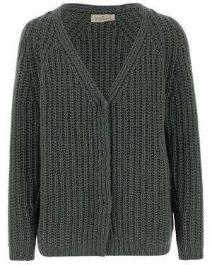 Bruno Manetti V-Neck Cashmere Cardigan - Green