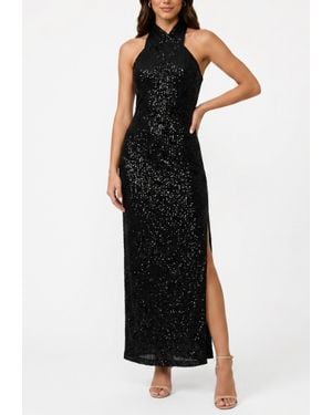 Rachel Roy Harland Crossover Halter Maxi Dress - Black