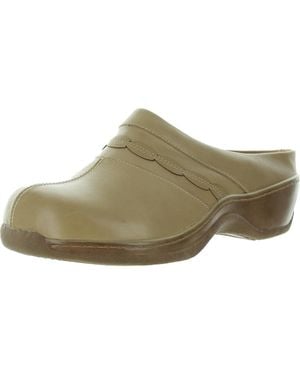 Softwalk Amber Leather Wedge Clogs - Green
