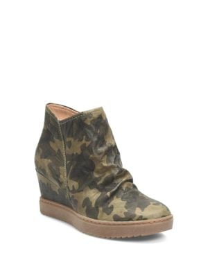 Söfft Siri Boots Camo Leather Waterproof Wedge Heel Ankle Jobb115 - Green