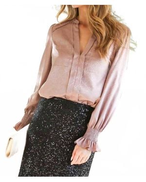 Vine & Love Jacquard Satin Shirt Blouse - Black