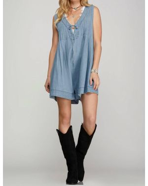 She + Sky Not My First Rodeo Romper - Blue