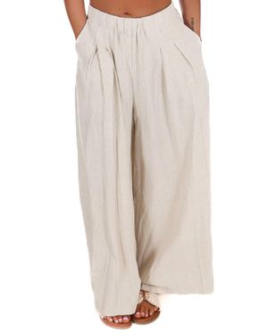 Umgee Relaxed Flow Palazzo Pants - Natural