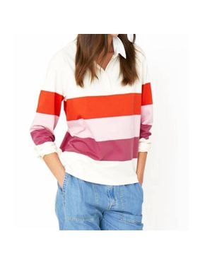 Kule Contrasting Rugby Collar Long-Sleeve Tee - Red