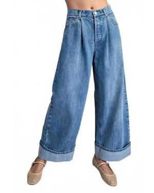 Eesome Stone Washed Cinch Back Jeans - Blue