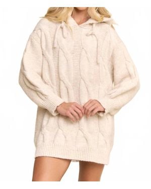 Davi & Dani Oversized Cable Knit Sweater Dress - Natural