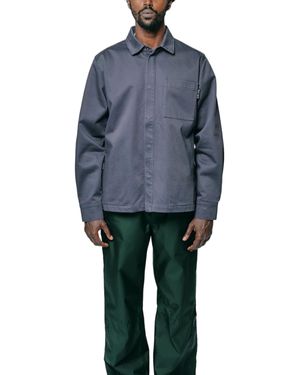 GR10K Long Sleeve Shirt With Subtle Logo Detail And Classic Collar - Blue