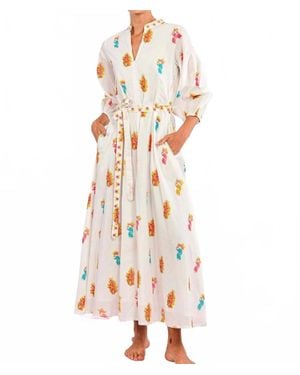 Nimo With Love Marigold Flower Dress - White