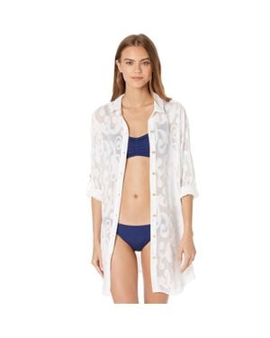 Lilly Pulitzer Natalie Cover Up Shirtdress Resort Beach Jzz436 - Blue