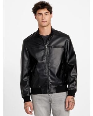 Guess Faris Faux-Leather Biker Jacket - Black