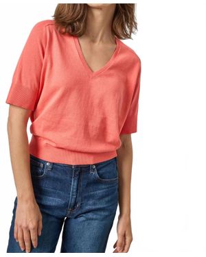 Lilla P V-Neck Saddle Sleeve Sweater - Red