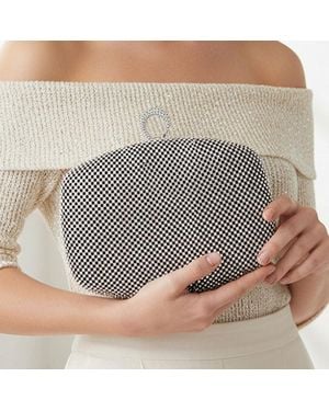 Fashnzfab Bling Evening Clutch Crossbody Bag - Gray