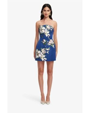 LEO LIN Zaria Appliqué Floral Bustier Mini Dress - Blue