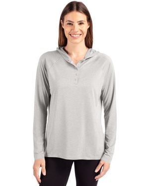 Cutter & Buck Coastline Epic Comfort Hooded Long Sleeve Pullover Shirt - Gray