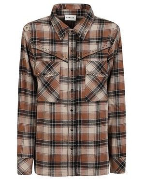 P.A.R.O.S.H. Plaid Cotton Cowboy Shirt With Stud Detailing - Brown