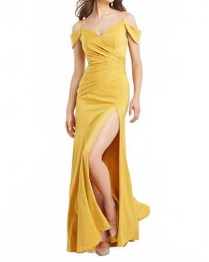 Jovani Off Shoulder Prom Gown - Yellow
