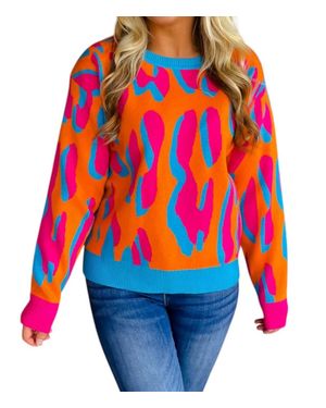 Fanco Fabulous Colorful Leopard Sweater - Blue