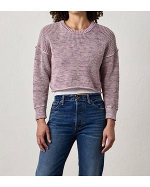 NSF Livia Painted Cotton Crew Sweater - Blue