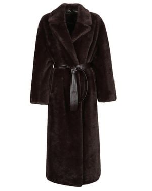 Pinko Calendula Faux Fur Polyester Coat - Black