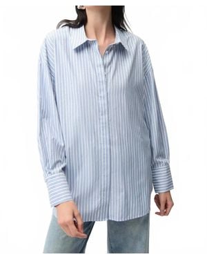 Joseph Ribkoff Striped Embellished Boxy Shirt - Blue
