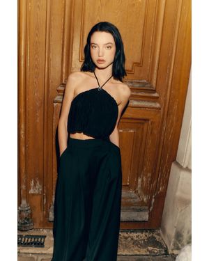 Nocturne Ruffled Crop Top - Blue