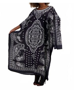 Advance Apparel Geometric Print Kaftan - Black