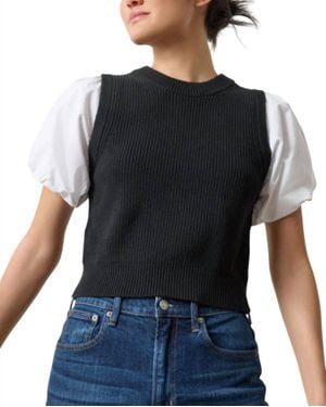 Lilla P Mixed Media Pullover Sweater - Black