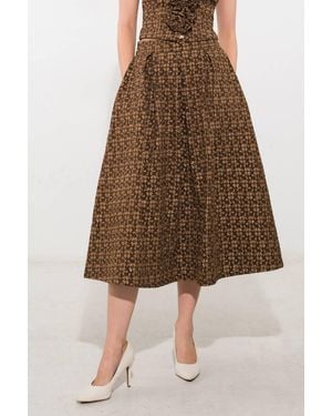 TRUEDAMES Upgraded Event Woven Midi Skirt - Brown