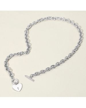 Fashnzfab Secret Box_Stainless Steel Heart Toggle Chain Necklace - Natural
