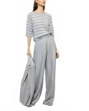 Luisa Cerano Short-Sleeved Sweater Top - Gray