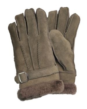 Infinity Leather Luxury Sheepskin Suede Leather Gloves With Buckle - Green