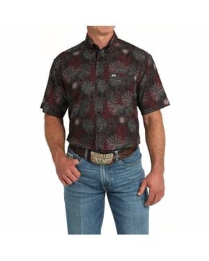 Cinch Starburst Print Button Down Shirt - Black