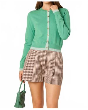 Astr Clovis Faux Layered Cardigan - Green
