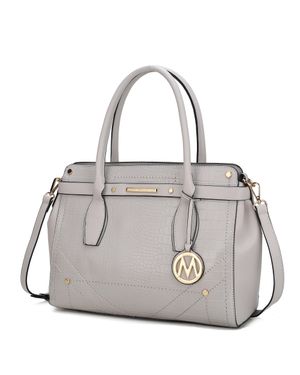 MKF Collection by Mia K Catarina Vegan Crocodile Leather Satchel Handbag - Gray