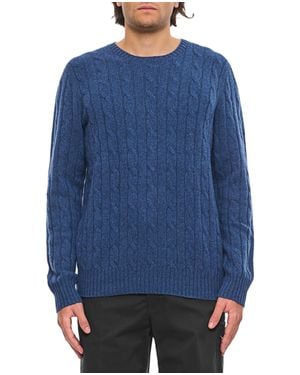 Polo Ralph Lauren Textured Cable Knit Pullover With Embroidered Logo - Blue
