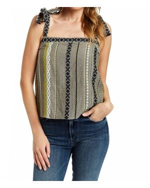 Drew Lucia Shoulder Tie Gauze Stripe Tank - Blue