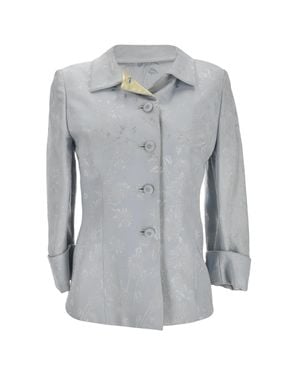 Versace Gianni Floral-Jacquard Blazer - Gray