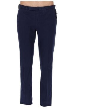 Incotex Neutrals Flat-Front Cotton-Blend Tailored Pants - Blue