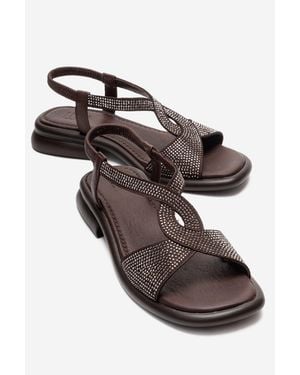 Forever & Always Shoes Sieglinde Embellished Leather Sandal - Brown