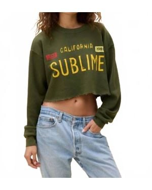 Daydreamer Sublime License Plate Crop Pullover - Green