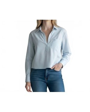 Elan V-Neck Collared Top - Blue