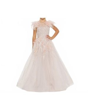 Mac Duggal Shimmering Cap Sleeve Dress - White