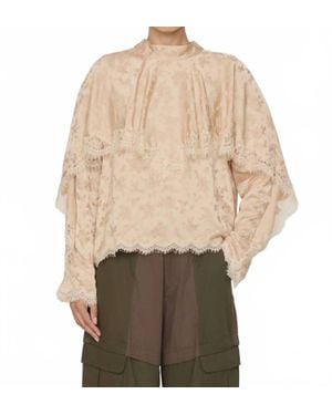 Sea Shay Lace Long Sleeve Top - Natural