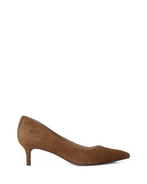 Ralph Lauren Soft Suede Low Kitten Heel Pumps - Brown