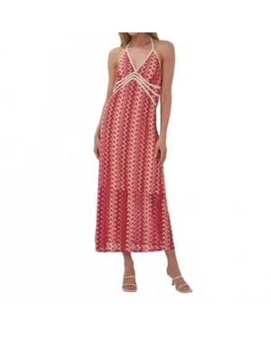 EsQualo Monique Crochet Dress - Red