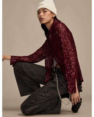 Lucky Brand Sequin Buttondown Shirt - Brown