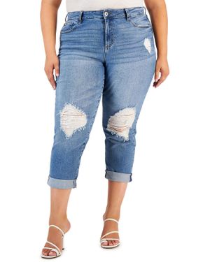 Celebrity Pink Plus The Bestie Mid Rise Distressed Ankle Jeans - Blue