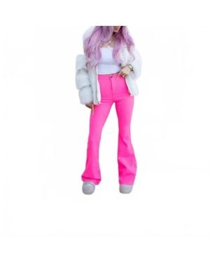 JC & JQ Jeans Super Stretch High-Waist Bell Bottom Pants - Pink
