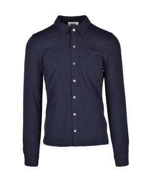 Alpha Studio Midnight Cotton Button-Down Shirt - Blue